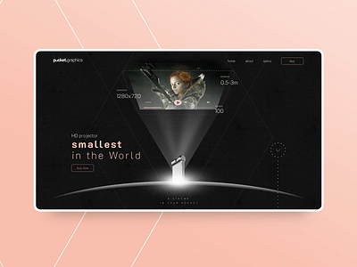 World's smallest HD projector dark modern projector shop ui vensko web design website