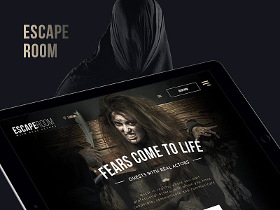 Escape room. Fears come to life. dark escape room scary web design website