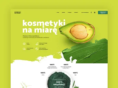 Cosmetics manufacture website avocado clean cosmetics ecommerce green shop web design website white