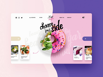 Choose Your Side animation clean donut food interactive modern pink recipe salad ui vensko web design