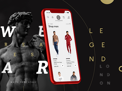 Legenda Mobile Preview animation dark ecommerce interactive legenda shop ui vensko web design website