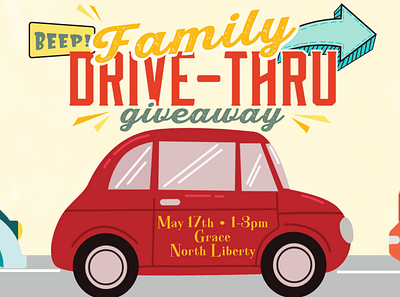 Children's Ministry Drive-Thru Promo event poster poster design vector art