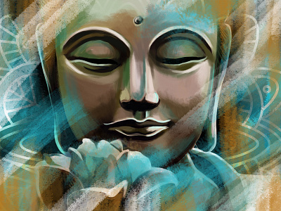 "Serenity of Buddha" by Masha Van for Intalence Art art buddha creative arts digital art digital illustration illustration painting relax serenity