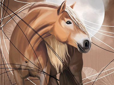 "Steppe horse" by Masha Van for Intalence Art abstraction creative arts digital art digital illustration horse illustration lines painting pattern