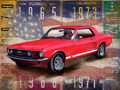 "Ford Mustang" by Masha Van for Intalence Art design idea retro cars