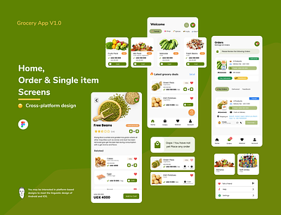 Grocery App app design ecommerce figma food grocery items mobile mockup order products restaurant shop store