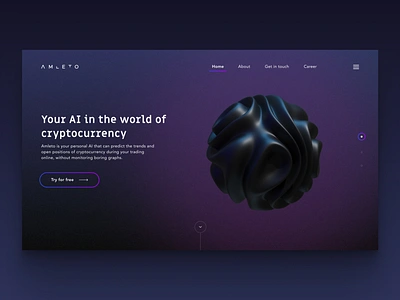 A M L E T O - AI for cryptocurrency 3d 3d art 3dartwork ai artificialintelligence bitcoin bitcoins blender blender 3d blockchain crypto cryptocurrency ethereum landingpage ui uidesign user interface design userinterface userinterface design