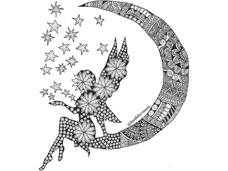 doodle art zentangle girl dress
