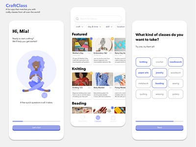 CraftClass app concept design illustration mobile app mobile app design ui ux