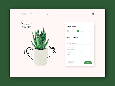 Checkout Page - Daily UI Challenge #002 botanical botanics checkout form checkout page daily 100 challenge daily ui daily ui 002 daily ui challange daily ui challenge delivery service plants ui