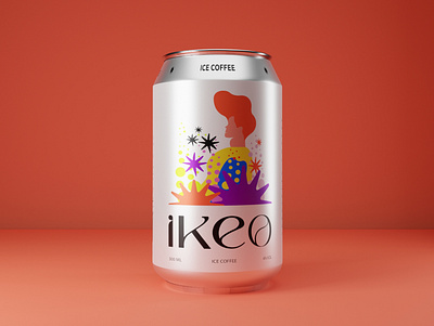 IKEO | Ice coffee packaging design 3d art direction blender branding can character character design cold color design drink graphic design ice coffee illustration logo packaging summer typeface word mark youth