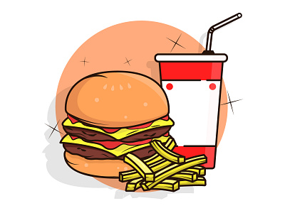 Burger menu drink and french fries burger design drink fastfood flatdesign graphic design icon illustration logo vector