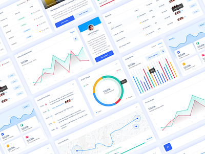 Dashboard Interface Cards - Elements cards cards ui dashboad design system element progress template theme ui ui kit