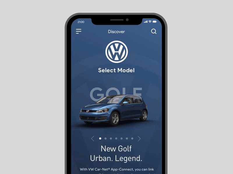 Voswogen Paralax Mobile APP animation car paralax principle ui ux voswogen.sketch vw