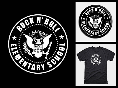 Rock N' Roll Elementary School Podcast Logo Design adobe illustrator adobe indesign adobe photoshop branding design graphic design logo logodesign podcast print design t shirt design typography vector