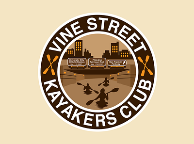 Vine Street Kayakers Club Badge Design adobe illustrator badge design branding design graphic design graphic designer graphic tees illustration logo logo design print design sticker design t shirt t shirt design typography vector