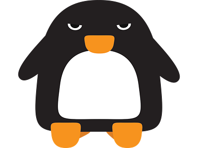 Grumpy black orange penguin white