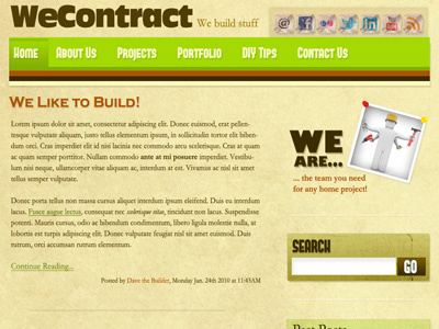 WeContract brown contractor green wordpress wordpress theme
