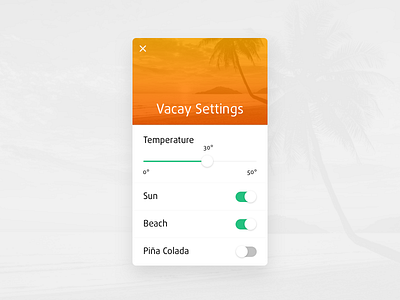 Daily UI #07 - Settings 007 beach card daily dailyui settings sun ui vacation