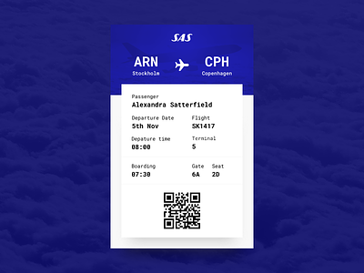 Daily UI #24 - Boarding Pass 24 arlanda boarding copenhagen daily ui flight pass sas star alliance ticket
