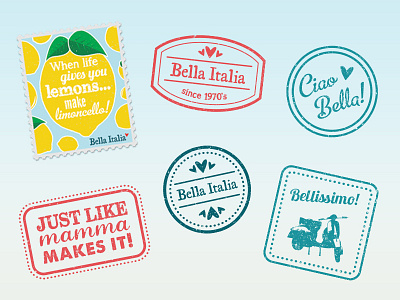 Bella Italia Stamps distressed illustration stamps