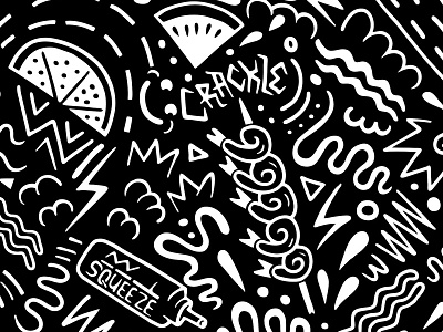 Weber BBQ Details black and white hand drawn type illustration pattern