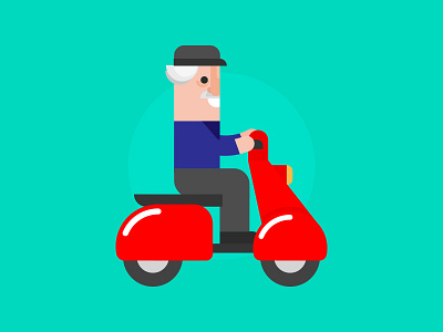 cruisin grandad illustration motorbike scooter vector
