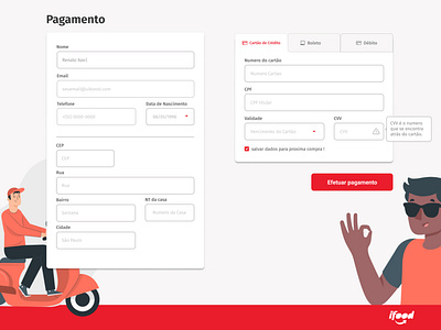 Form pagamento - ifood app branding design typography ui ui ux ui design ux web website