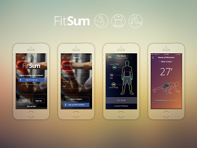 Fitsum App app clean fitness flat illustration interface ios ios7 minimal ui ux weight