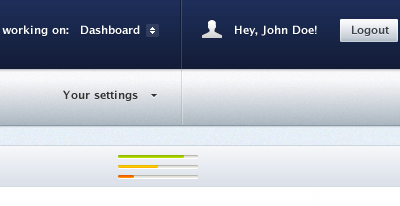 Some UI elements cms crm dashboard logout progress bar select settings user