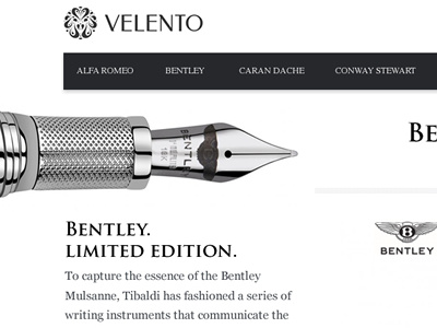 Velento - Fountain Pens bentley design fountain pens layout nib pen pens velento