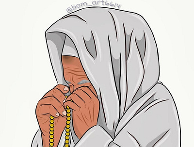 An old man reciting prayer illustration portrait portrait illustration vector vector art vector illustration