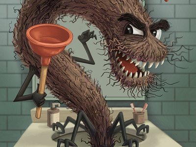 “Sink Hair Coup” by Joey Leaters character design digital painting editorial illustration illustration photoshop procreate