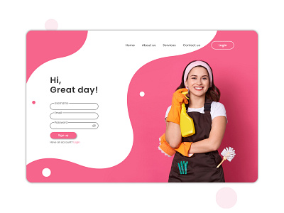 Pink Maid Login Sign up UI/UX adobe illustrator adobe photoshop adobe xd app cleaning app kit mobile sujeewakabeysinghe ui ux website