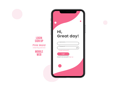 Pink Maid Login Sign up UI/UX adobe illustrator adobe photoshop adobe xd app cleaning app kit mobile sujeewakabeysinghe ui ux website