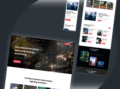 War Game Landing Page / Website adobe xd desktop version figma game app game design game landing page game page game website graphic design home page illustration landing page mobile version responsive ui design uiux design war game web design web page website design