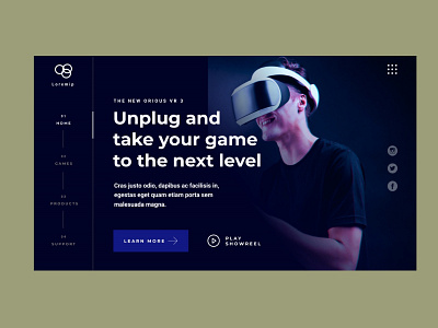 VR Game Hero Header figma game header game ui desing game web hero template gaming banner gaming ui gaming website hero header hero website illustration interface design landing page photoshop uiux design vr game