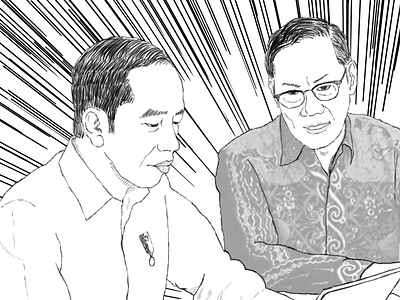 Indonesian President participating in Online Population Census census sketch drawing