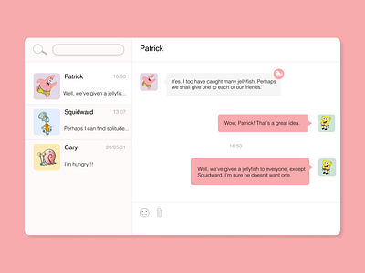 Daily UI 013: Direct Message dailyui design direct messaging dm figma minimalism spongebob spongebob squarepants ui ux