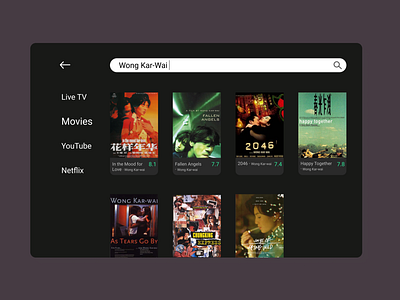 Daily UI 025: TV App dailyui dark theme dark ui design figma films movie poster movies tv app ui ux wong kar wai