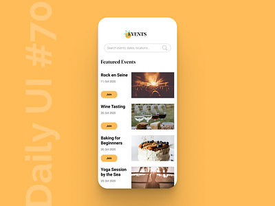 Daily UI 070: Event Listing dailyui design event listing events figma ui ux