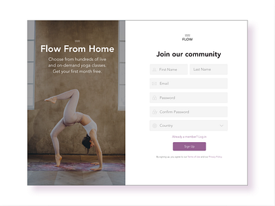 DAILY UI 001: Sign Up Page | Flow Yoga