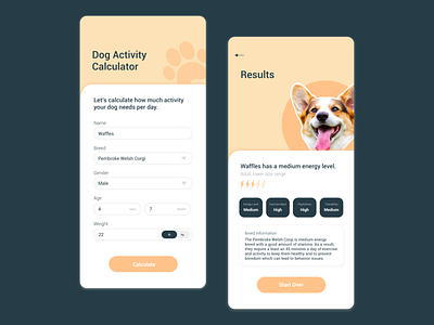 DAILY UI 004: Calculator | Dog Activity Calculator