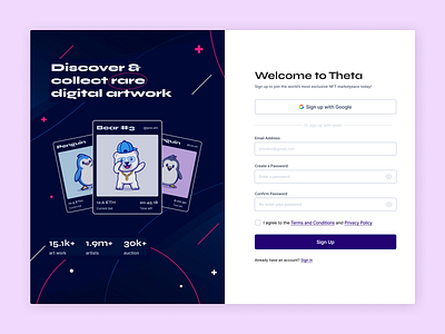 DAILY UI #001: Sign Up - NFT Marketplace blockchain crypto dailyui dailyui001 design login metaverse mobile nft signup ui uidesign uiux ux