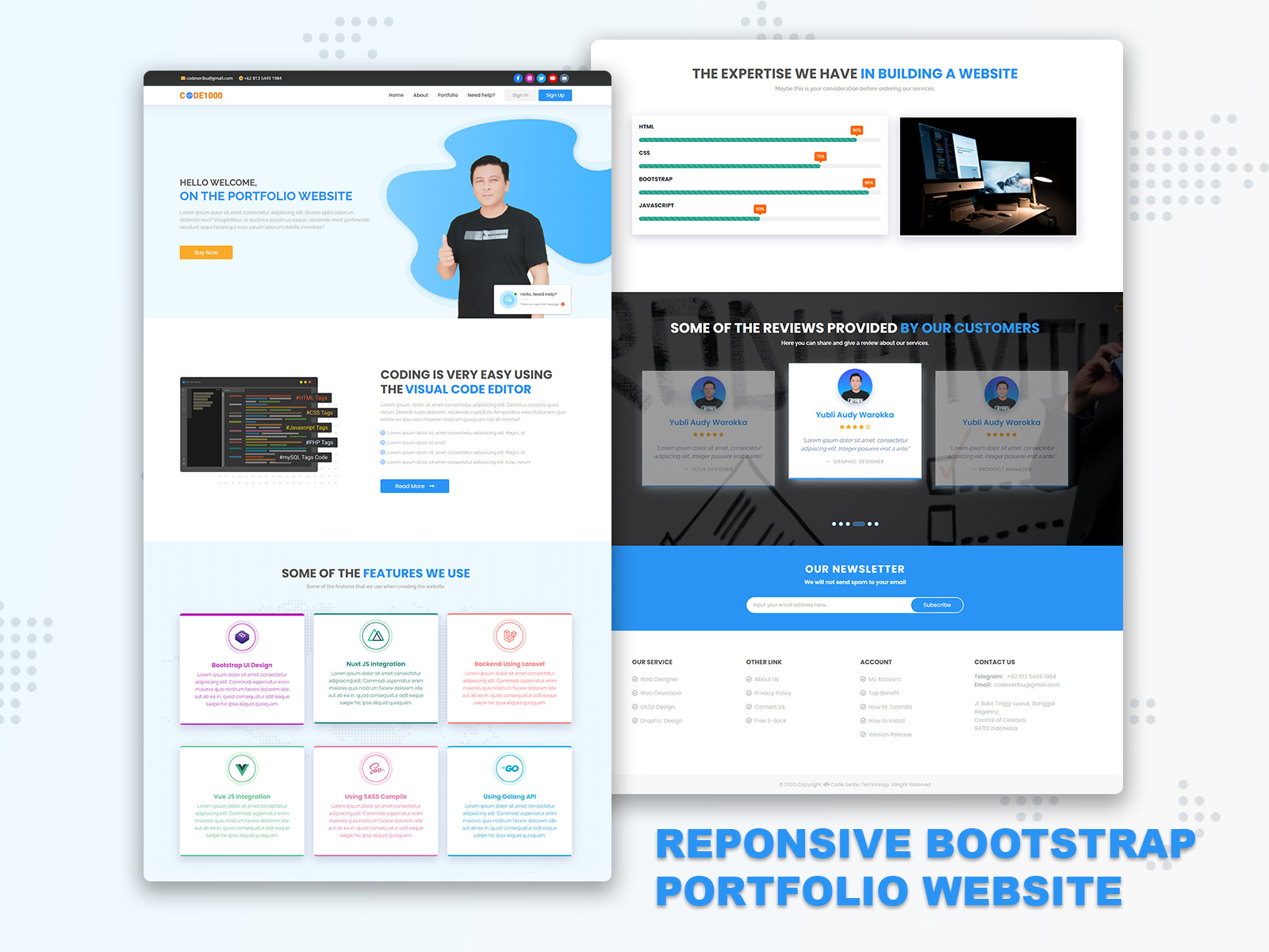 Responsive Bootstrap Portfolio Website By Yubli Audy Warokka On Dribbble