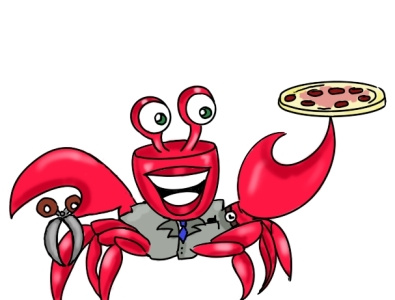 Hardworking crabby burbershop cartoon illustration colors comics crab design employee hr humor illustration logo pizza sketch