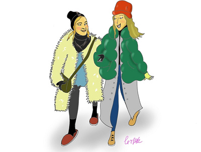 Friends colors crazy friendship garment humor illustration sketch style