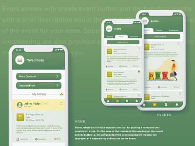 Swachh Bharat Abhiyan - SWACHHATA App Redesign abshk abshkay app application design green india interaction layout mobile ui user experience userinterface ux uxui xd