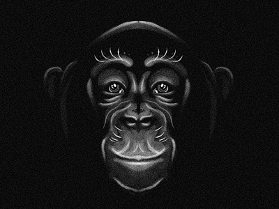 Chimpanzee 3d abstract animal art black and white character collection dark design digital painting drawing grayom grayom.com grayomm illustration india minimal painting photoshop vector