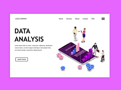 Data Analysis isometric illustration for landing page animation app branding design isometric isometric illustration logo ui ux vector web